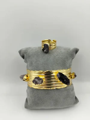 311 Bracelet & Bague en cuivre avec pierres naturelles
