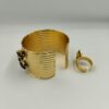 Bracelet et Bague dorés avec pierres brutes