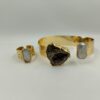9112 Bracelet et bague en cuivre avec pierres naturelles