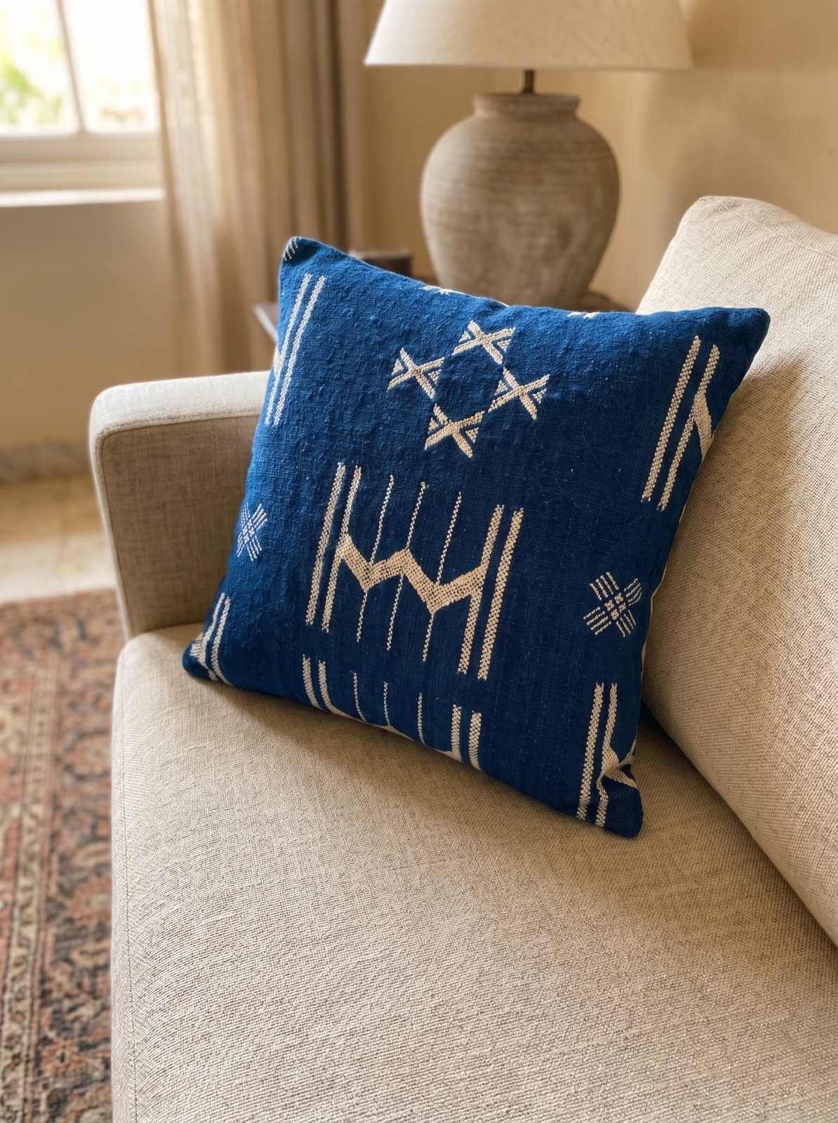 Coussin berbère bleu Royal